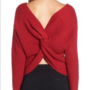 ASTR THE LABEL Ribbed Knit Twist Back Sweater
